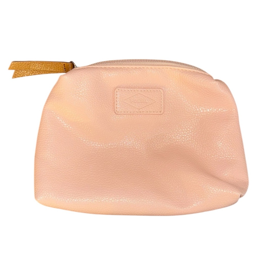Fossil Pink Cosmetic Bag with Dome Shape and Zipper Closure